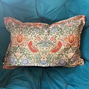 Caldeira Woven Tapestry Feather Pillow UK Made Strawberry Thief Bird boho luxury